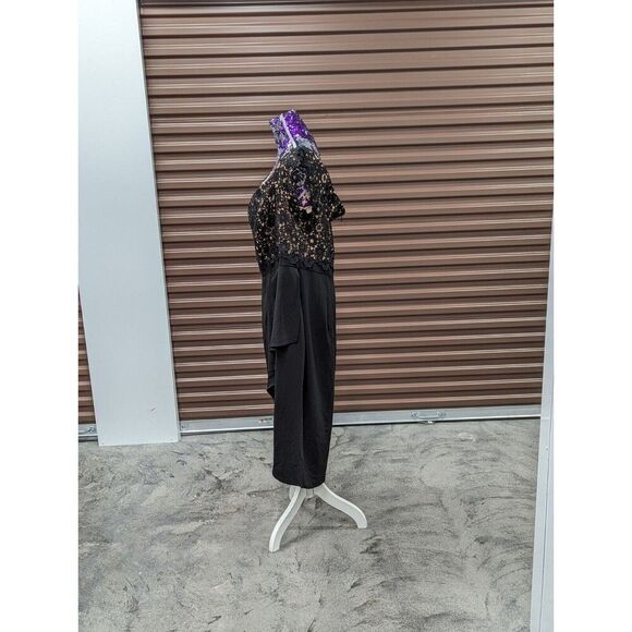 City Chic Size 20 (large) Plus Size Black Lacy Off Shoulder Midi Length Dress (E - Picture 4 of 11